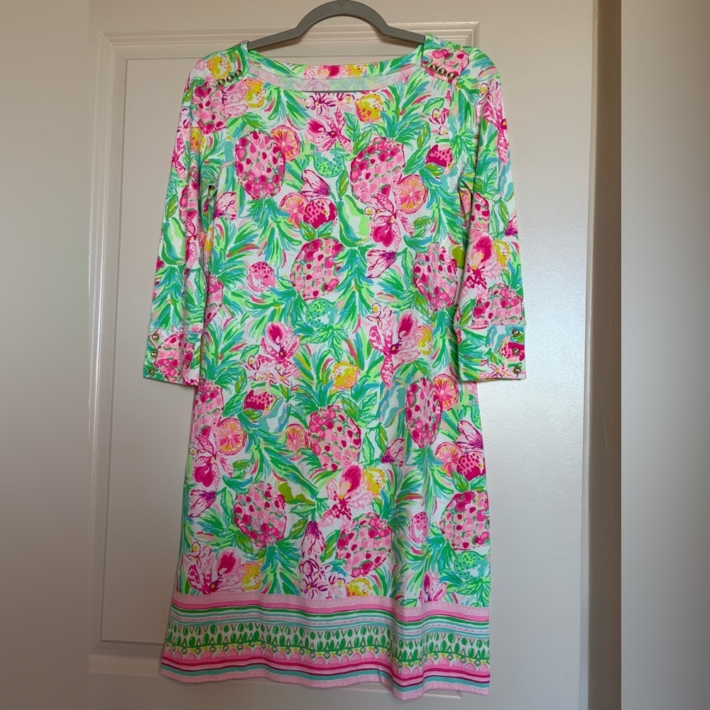 Lilly Pulitzer Sophie UPF 50 Dress Pear Necessities Print Size Small